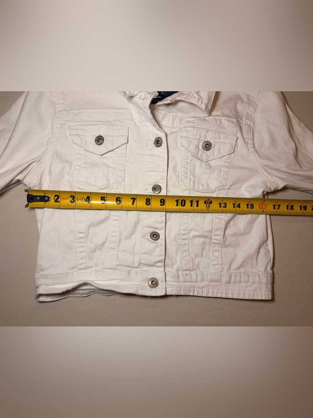 Maurices Women’s Large White Cropped Denim Jacket Button Front Jean Jacket - Picture 6 of 6